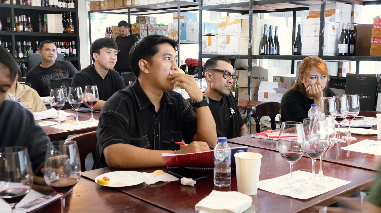 Interactive group discussion during WSET training in Bali